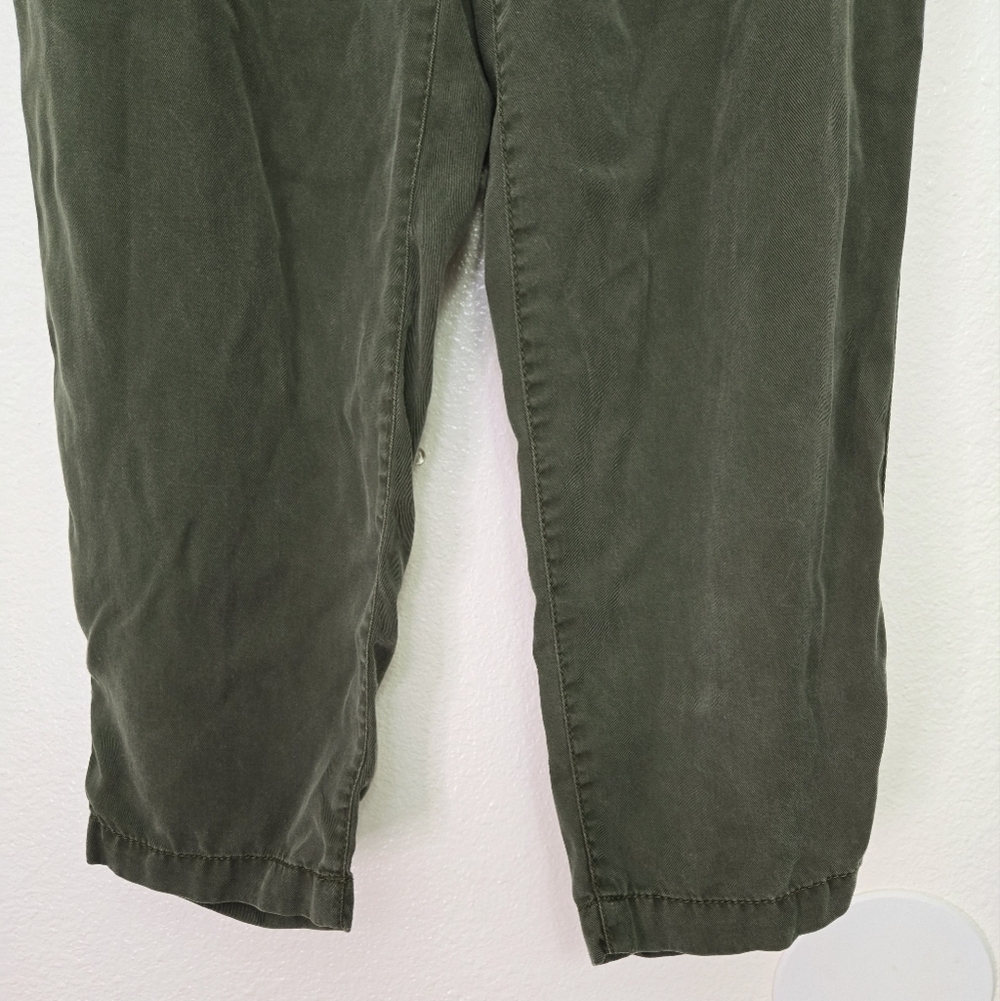 Loft Hunter Green Drawstring Paper Bag Waist Emory Taper Pants Medium Petite - Picture 4 of 7
